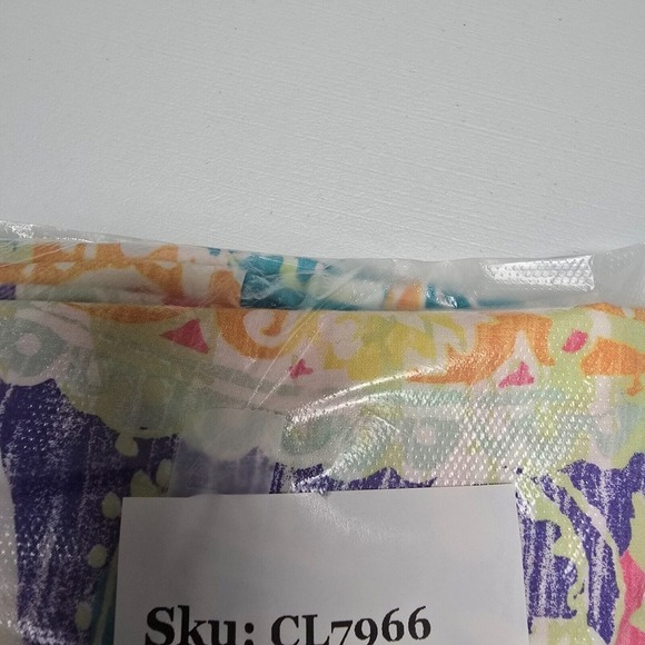 Chicos Shirt Women 3 XL Colorful Button Up 3/4 Sleeve‎ Tie Flowers Beach Artsy - Picture 11 of 11